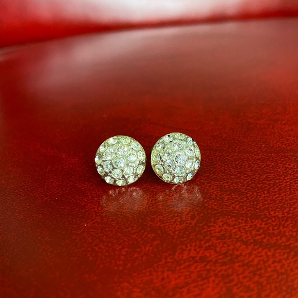 Beautiful vintage Rhinestone screw back earrings - round shape clusters wedding - Picture 1 of 7